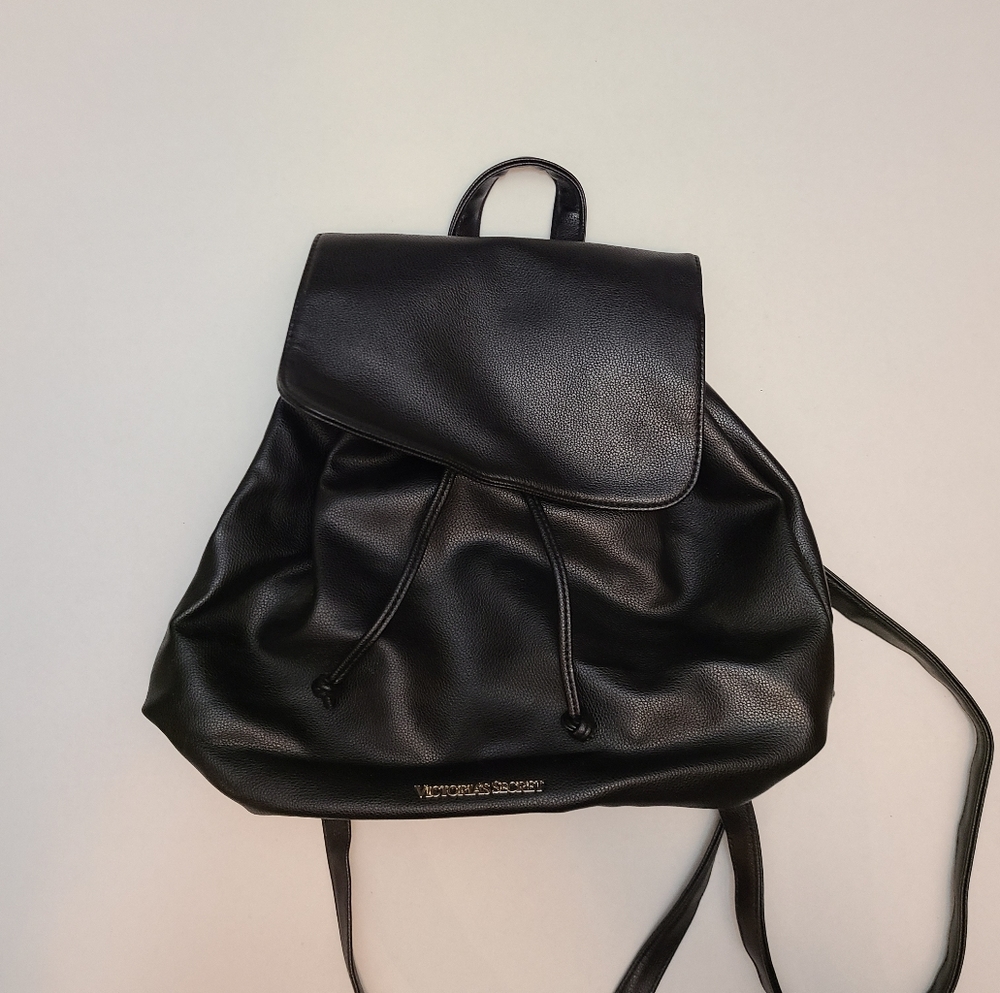 Victoria's Secret black faux leather backpack